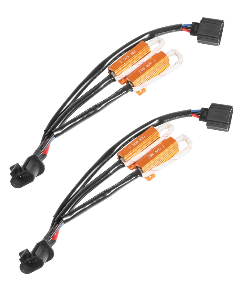 RACOONA 50W 6 Ohm Headlight Bulb Relay Harness Adapter Anti Flicker Error DecoderCar Accessories HB4 9006 LED Load Resistor Kit for Fog Lights Daytime Running H13 9008
